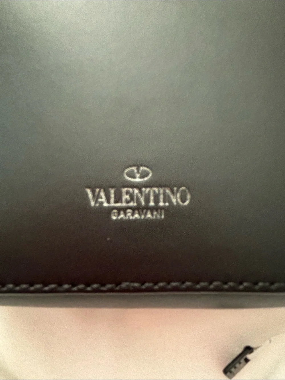 Valentino Garavani Unisex Black Leather Bag with Neon Green VLTN Logo NWT